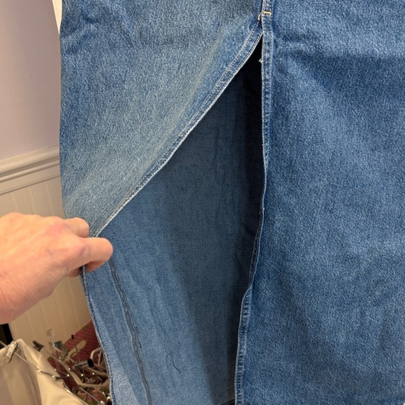 NWT Zara Classic Blue Denim Skirt Front and Back Slit - Picture 4 of 8